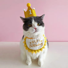 Load image into Gallery viewer, New Pet Birthday Props Dog Party Hat Drool Pocket Cat Birthday Set Decorations Dress Glitter Hot Gold First Birthday Gift
