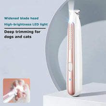 Load image into Gallery viewer, Portable Dog Paw Trimmer with Led Light Rechargeable Cordless Nail Grinder Shaver for Cats dogs Other Pets Nail Grooming Tools
