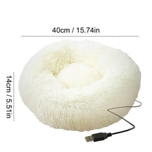 Load image into Gallery viewer, Soft Plush Pet Beds USB Heating Round Dog Bed Donut Round Beds For Small Medium Dogs And Cats Comfortable And Machine Washable

