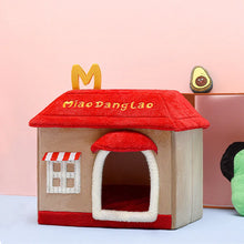 Load image into Gallery viewer, Detachable Indoor Winter Warm Dog House Cartoon Red Comfortable Pets House Suitable for Small Medium-sized Pets Cats Accessories
