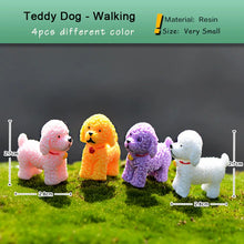 Load image into Gallery viewer, 4pcs Dog Teddy Puppy Miniature Figurine Cartoon Stand Walk Sit DIY Accessories Doll House Decoration Simulation animal model toy
