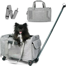 Load image into Gallery viewer, Pet Carrier with Wheels for Dogs Up To 15lbs &amp; Cat  Airline Approved Dog Carrier Rolling Pet Carrier Foldable Pet Stroller
