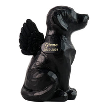 Load image into Gallery viewer, Personalized Black Dog Angel Memorial Garden Statue With Dog Cremation Urn Features- 7.4inch（H）
