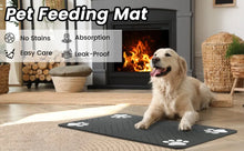 Load image into Gallery viewer, Pet Feeding Mat-Absorbent Pet Placemat for Food and Water Bowl, with Waterproof Rubber Backing, Quick Dry Water Mat for Dog Cat
