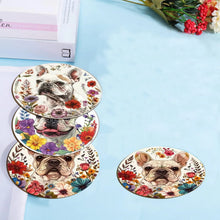 Load image into Gallery viewer, A set of 6-piece cute wooden round coasters with a little dog pattern is suitable for Thanksgiving and Mother&#39;s Day decoration
