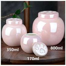 Load image into Gallery viewer, Pet Footprint Memorial Urn, Ceramic Sealed Storage Tank, Simple Ashes, White, Pink, Dog, Cat Memorial Ashes Storage
