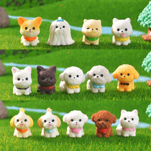 Load image into Gallery viewer, Mini Dog Figurines Set, 14 PCS Resin Puppy= Ornaments For Fairy Garden, Lawn Decor, Terrarium, Cake Topper= Christmas Ornament
