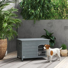 Load image into Gallery viewer, PawHut 31.5L Wooden Drative Dog Cage Kennel Wire Door with Lock Openable Top Removable Bm Dark Gray
