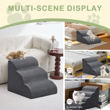 Load image into Gallery viewer, Curved Dog Stairs Ramp for High Beds 19.7&quot; H, 4-Step Dog Steps for Small Dogs and Cats, Pet Stairs for High Bed Climbing, Grey
