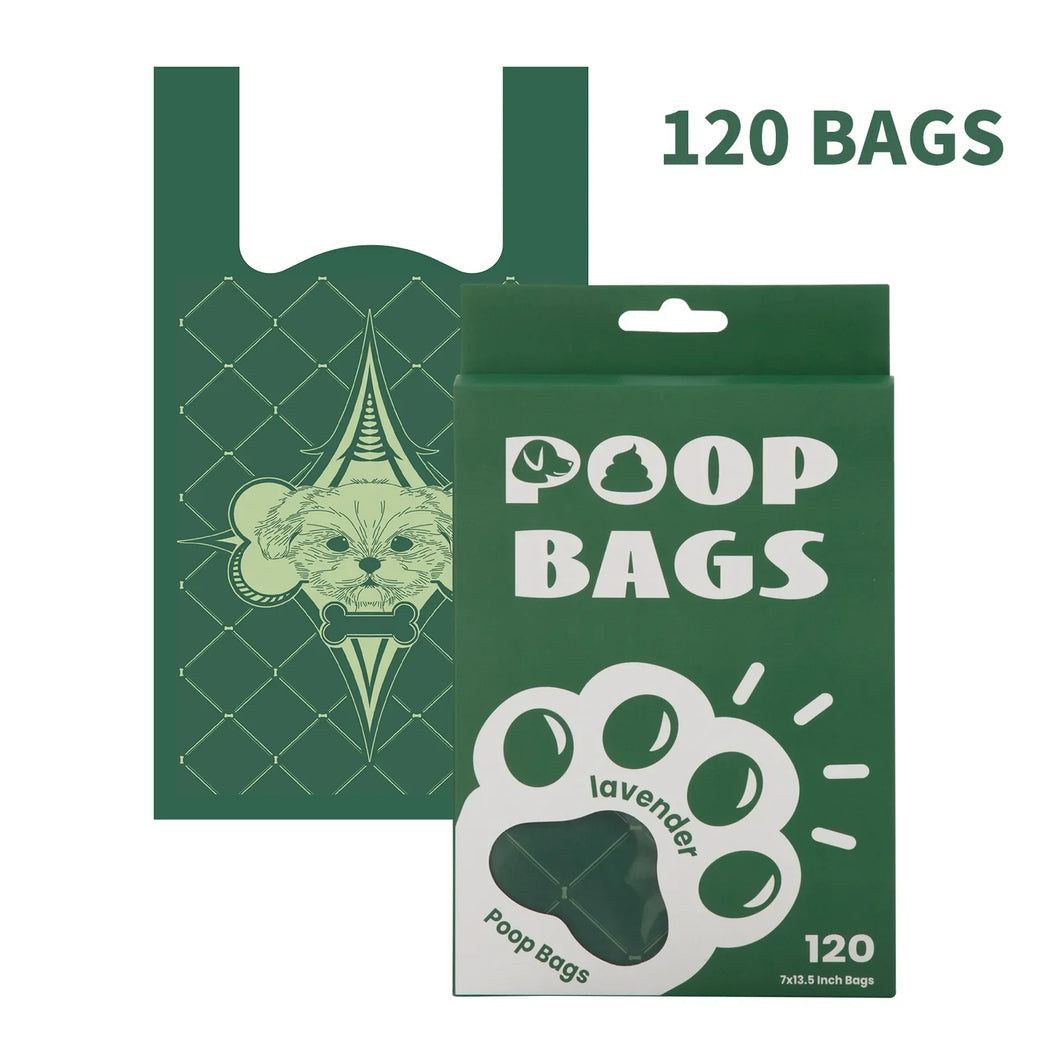 120pcs/set Degradable Dog Poop Bag Portable Cat Poop Cleaning Bag with Handle Thickened deodorant Pet Waste Bags Dog Accessories