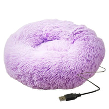 Load image into Gallery viewer, Soft Plush Pet Beds USB Heating Round Dog Bed Donut Round Beds For Small Medium Dogs And Cats Comfortable And Machine Washable
