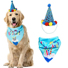Load image into Gallery viewer, Dog Birthday Party Supplies Birthday Bandana Set with Birthday Hat Scarf Birthday Banner Balloons Party Decorations Supplies
