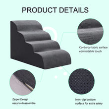 Load image into Gallery viewer, Curved Dog Stairs Ramp for High Beds 19.7&quot; H, 4-Step Dog Steps for Small Dogs and Cats, Pet Stairs for High Bed Climbing, Grey
