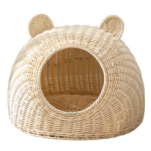 Load image into Gallery viewer, Washable woven cat bed, semi-enclosed all-season summer breathable rattan.
