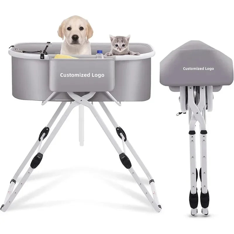 Household Foldable Dog and Cat Bath Basin Adjustable Height Pet Bath Tub Available Indoors and Outdoors Portable Dog Bath