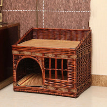 Load image into Gallery viewer, Cat House for Indoor Cats Hand-woven Rattan Designed for Pets Cat Beds With Cozy Soft Cotton Washable Mat
