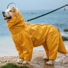 Load image into Gallery viewer, Pet dog, big dog, medium to large dog, golden haired Samoyed, Alaska, all inclusive raincoat, hooded bag, tail rain gear
