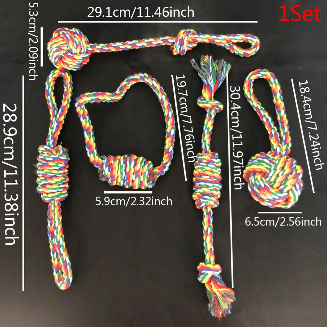 1 Set Dog Rope Chew Toys Knot Toys Durable Training Teething Chewers Indoor Outdoor Play Accessories Dog Supplies Pet Toy