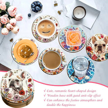 Load image into Gallery viewer, A set of 6-piece cute wooden round coasters with a little dog pattern is suitable for Thanksgiving and Mother&#39;s Day decoration
