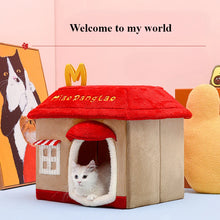 Load image into Gallery viewer, Detachable Indoor Winter Warm Dog House Cartoon Red Comfortable Pets House Suitable for Small Medium-sized Pets Cats Accessories
