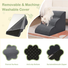 Load image into Gallery viewer, Curved Dog Stairs Ramp for High Beds 19.7&quot; H, 4-Step Dog Steps for Small Dogs and Cats, Pet Stairs for High Bed Climbing, Grey
