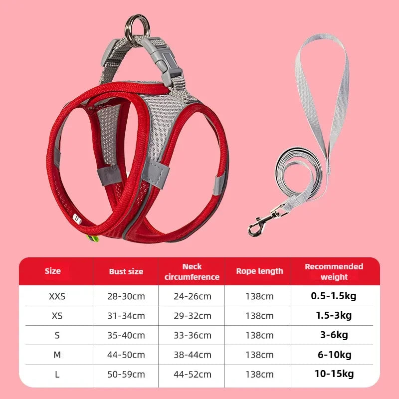 Pet Things Cat Accessories Cute Adjustable Cat Collar and Leash Set for Walking Safe Reflective Soft Comfortable Vest