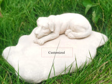 Load image into Gallery viewer, Pet Memorial Rock Sculpture with Cute Dog Bed Design Gravestone for Garden Outdoor Resin Pet Tombstone
