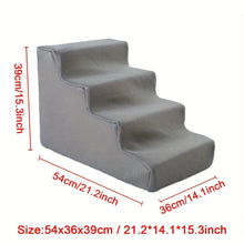 Load image into Gallery viewer, 4-Step Pet Stairs for Small &amp; Medium Dogs - Non-Slip Foam Ramp with Removable Cover, Ergonomic Pet Ladder for High Beds
