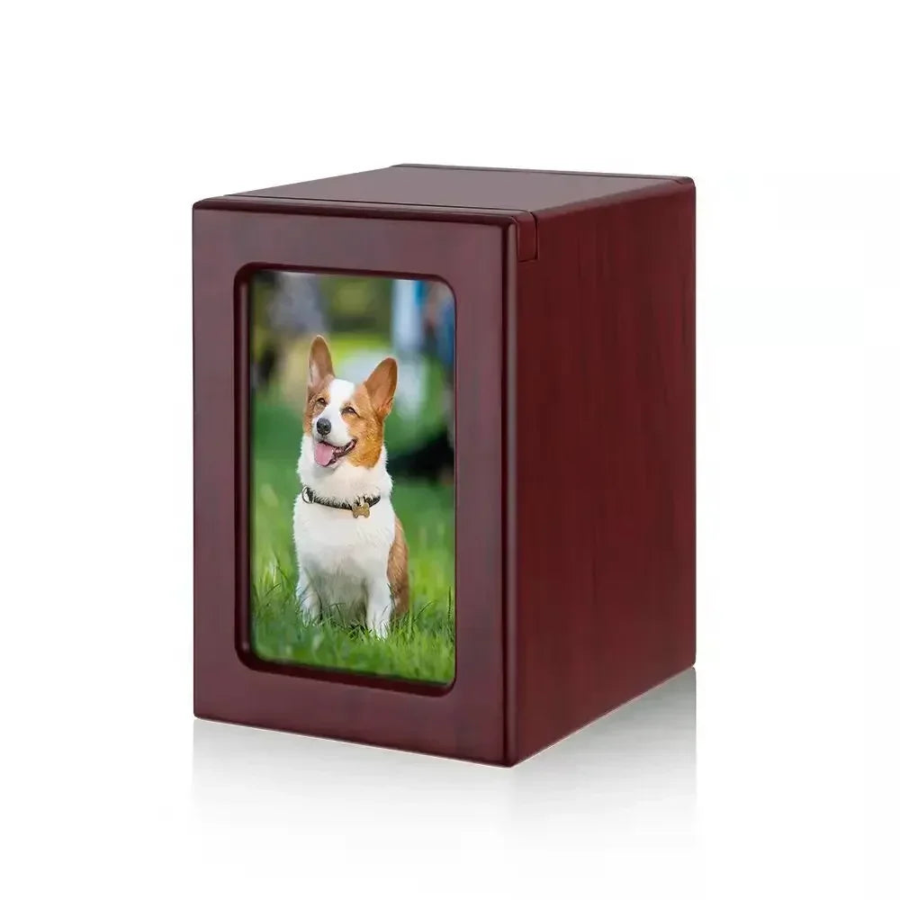 Wooden Pet Dog Cat Urn Photo Cinerary Casket Memorial Box urnen voor menselijk as  cat memorial