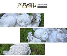 Load image into Gallery viewer, Pet Dog Cat Tombstone Personalized Memorial Stone Resin Statue Creative Angel Dog Cat Ornament Pet Tombstone Memorial Stone

