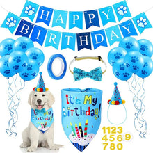 Load image into Gallery viewer, Dog Birthday Party Supplies Birthday Bandana Set with Birthday Hat Scarf Birthday Banner Balloons Party Decorations Supplies
