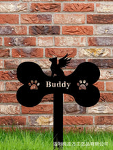 Load image into Gallery viewer, Dog Tombstone Card Dog Bone Shape Garden Metal Flower Garden Decoration For Pet Memorial Dog Memorial Deceased Pet Souvenir
