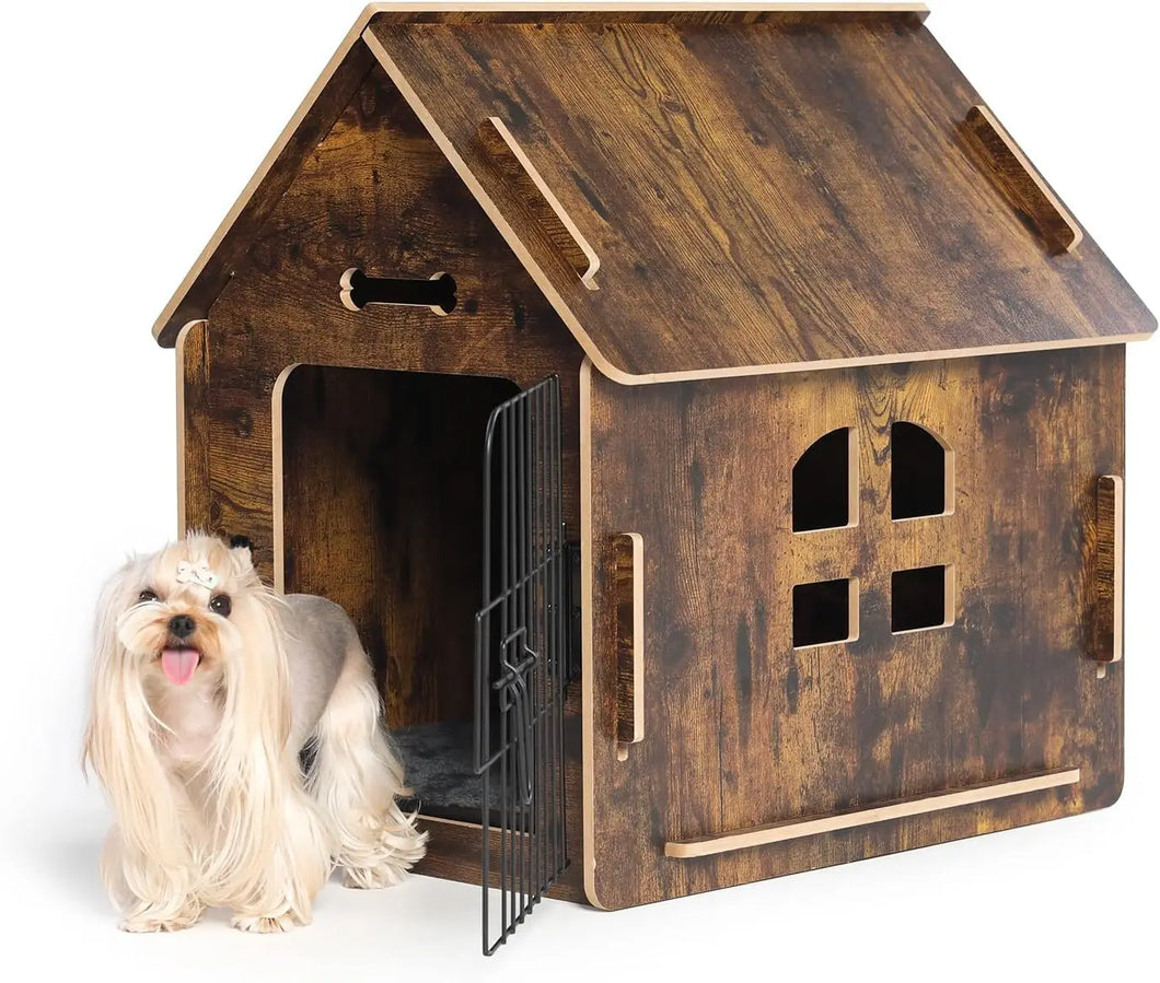 Dog House Indoor for Small Dogs or Cats, Cozy Wooden Design, Small Indoor Bed House, with Air Vents and Elevated Floor Warm Dog