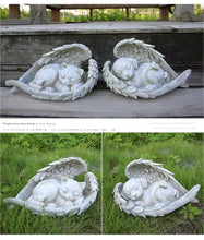 Load image into Gallery viewer, Pet Dog Cat Tombstone Personalized Memorial Stone Resin Statue Creative Angel Dog Cat Ornament Pet Tombstone Memorial Stone

