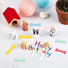 Load image into Gallery viewer, 18pcs Pet Dog Birthday Cake Decoration Set Puppy Figurines Cupcake Toppers Dog Bone Kennel Happy Birthday Cake Topper Supplies
