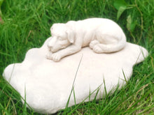 Load image into Gallery viewer, Pet Memorial Rock Sculpture with Cute Dog Bed Design Gravestone for Garden Outdoor Resin Pet Tombstone
