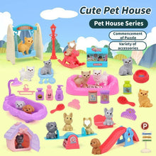 Load image into Gallery viewer, Cute Dog Pet Family Pretend Play Toy with Mini Fashion Cat House Kennel Bathtub Dog Doll Set, Ideal Gift for Kids
