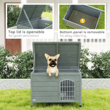 Load image into Gallery viewer, PawHut 31.5L Wooden Drative Dog Cage Kennel Wire Door with Lock Openable Top Removable Bm Dark Gray
