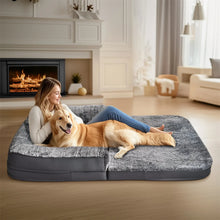 Load image into Gallery viewer, 180cm Long Human-Size Giant Dog Bed Foldable Calming Pet Dog Bed Plush Cover Orthopedic
