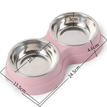 Load image into Gallery viewer, Double Pet Bowls Dog Food Water Feeder Stainless Steel Pet Drinking Dish Feeder Cat Puppy Feeding Supplies Small Dog Accessories
