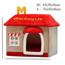 Load image into Gallery viewer, Detachable Indoor Winter Warm Dog House Cartoon Red Comfortable Pets House Suitable for Small Medium-sized Pets Cats Accessories
