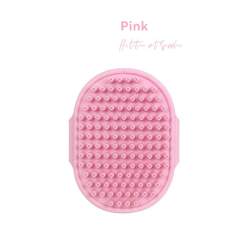 Cat Grooming Comb Dog Bath Brush Pet Grooming Shedding Soothing Massage Rubber Bristles Comb with Adjustable Ring Handle
