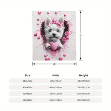 Load image into Gallery viewer, West Highland White Terrier Dog Pink Floral Heart Print Flannel Throw Blanket - Soft and Cozy Novelty Fleece Blanket for Napping
