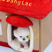 Load image into Gallery viewer, Detachable Indoor Winter Warm Dog House Cartoon Red Comfortable Pets House Suitable for Small Medium-sized Pets Cats Accessories
