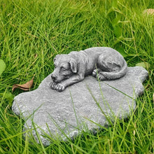 Load image into Gallery viewer, Pet Memorial Rock Sculpture with Cute Dog Bed Design Gravestone for Garden Outdoor Resin Pet Tombstone
