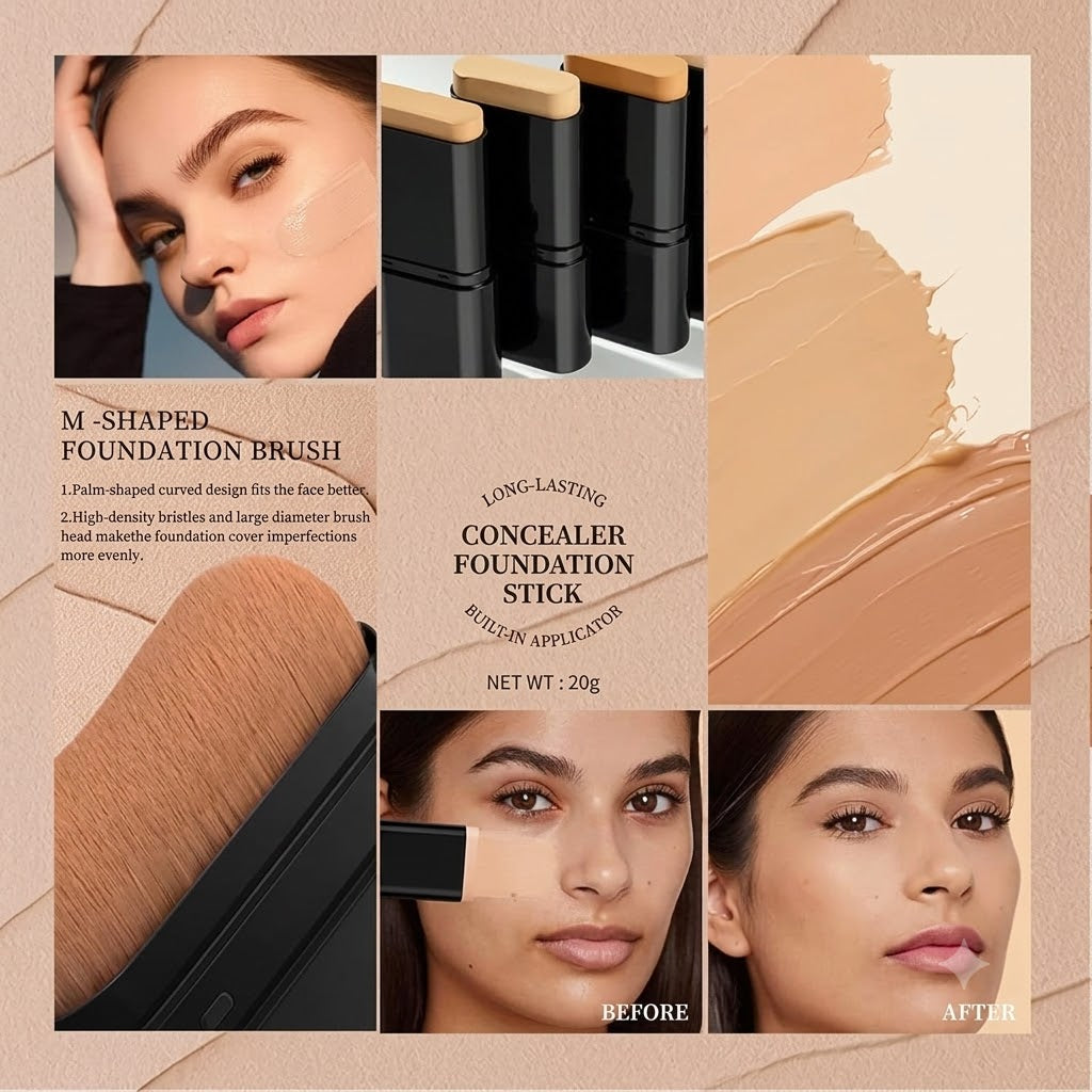Face Foundation Contour Stick Long-wear Lightweight Brighten Stick Blemish Contouring Face Concealer Beauty Makeup 05#DEEP WHEAT COLOR