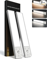 10inch Under Cabinet Lighting, 2500mAh Rechargeable Motion Sensor Lights Indoor with 3 Color Temps, 2 Pack Magnetic Closet Light, 80 LED Dimmable Under Counter Lights for Kitchen, Shelf, Stair