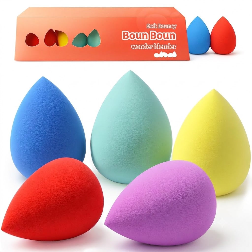 Makeup Sponge Set 5 Pack Micro Porous Low Absorption Soft Latex Free Foundation Beauty Sponges & Blenders for Powder Cream
