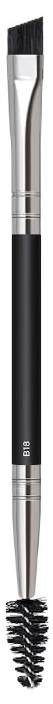 Pro Series Double Ended Eyebrow Brush & Spoolie - Angled Brow Brush for Precision Application & Blending of Eye Brow Powders, Waxes & Gels - Vegan & Cruelty Free