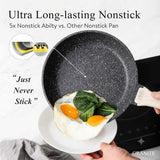 Non Stick Frying Pan Skillet, Omelet Pan, Healthy Non Toxic Granite Chef Pan, Induction Compatible Egg Frying Pan with Heat-Resistant Handle, PFOA-Free,Black, 10"